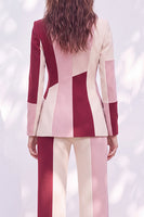 Load image into Gallery viewer, Pink Burgundy Color Block Peak Lapel 2 Piece Prom Suits