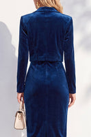 Load image into Gallery viewer, Velvet Burgundy Notched Lapel 2 Piece Business Dress with Jacket