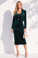 Load image into Gallery viewer, Velvet Burgundy Notched Lapel 2 Piece Business Dress with Jacket