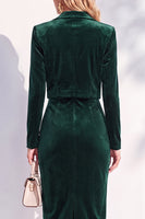 Load image into Gallery viewer, Velvet Burgundy Notched Lapel 2 Piece Business Dress with Jacket