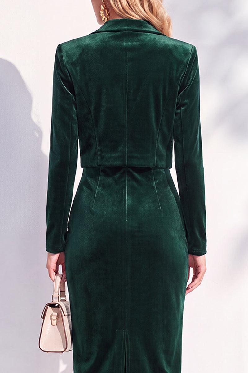 Load image into Gallery viewer, Velvet Burgundy Notched Lapel 2 Piece Business Dress with Jacket