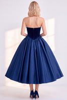 Load image into Gallery viewer, Dark Green Velvet Sweetheart A Line Midi Formal Dress