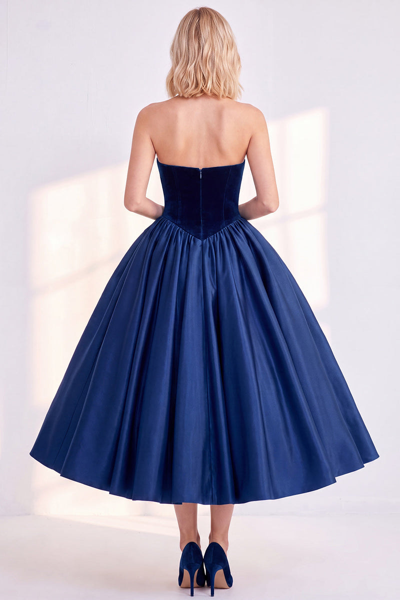 Load image into Gallery viewer, Dark Green Velvet Sweetheart A Line Midi Formal Dress