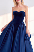 Load image into Gallery viewer, Dark Green Velvet Sweetheart A Line Midi Formal Dress