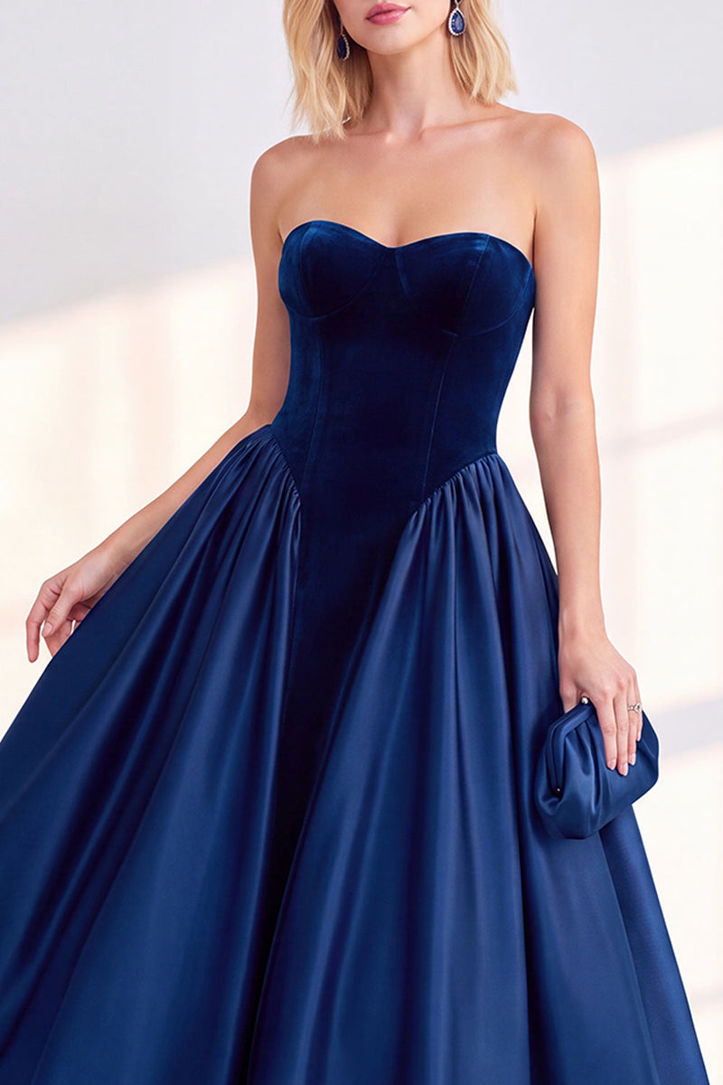 Load image into Gallery viewer, Dark Green Velvet Sweetheart A Line Midi Formal Dress