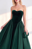 Load image into Gallery viewer, Dark Green Velvet Sweetheart A Line Midi Formal Dress