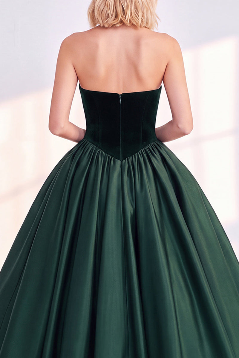 Load image into Gallery viewer, Dark Green Velvet Sweetheart A Line Midi Formal Dress