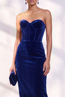 Load image into Gallery viewer, Burgundy Bodycon Sweetheart Velvet Corset Midi Work Dress