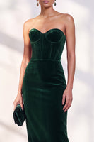 Load image into Gallery viewer, Burgundy Bodycon Sweetheart Velvet Corset Midi Work Dress