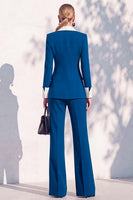 Load image into Gallery viewer, Khaki Shawl Lapel Double Breasted Wide Leg 2 Piece Business Suits