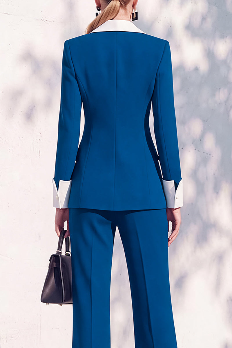 Load image into Gallery viewer, Khaki Shawl Lapel Double Breasted Wide Leg 2 Piece Business Suits