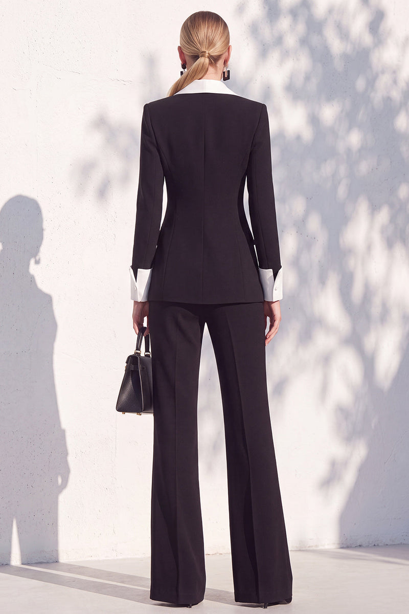 Load image into Gallery viewer, Khaki Shawl Lapel Double Breasted Wide Leg 2 Piece Business Suits