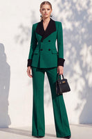 Load image into Gallery viewer, Khaki Shawl Lapel Double Breasted Wide Leg 2 Piece Business Suits