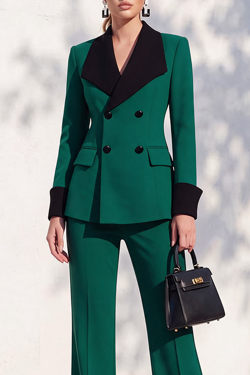 Load image into Gallery viewer, Khaki Shawl Lapel Double Breasted Wide Leg 2 Piece Business Suits
