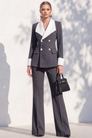 Load image into Gallery viewer, Khaki Shawl Lapel Double Breasted Wide Leg 2 Piece Business Suits