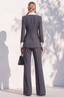 Load image into Gallery viewer, Khaki Shawl Lapel Double Breasted Wide Leg 2 Piece Business Suits