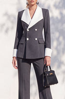 Load image into Gallery viewer, Khaki Shawl Lapel Double Breasted Wide Leg 2 Piece Business Suits