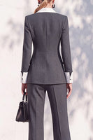 Load image into Gallery viewer, Khaki Shawl Lapel Double Breasted Wide Leg 2 Piece Business Suits