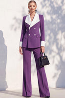 Load image into Gallery viewer, Khaki Shawl Lapel Double Breasted Wide Leg 2 Piece Business Suits