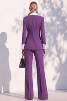 Load image into Gallery viewer, Khaki Shawl Lapel Double Breasted Wide Leg 2 Piece Business Suits
