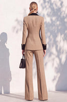 Load image into Gallery viewer, Khaki Shawl Lapel Double Breasted Wide Leg 2 Piece Business Suits
