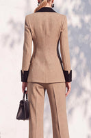 Load image into Gallery viewer, Khaki Shawl Lapel Double Breasted Wide Leg 2 Piece Business Suits