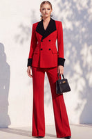 Load image into Gallery viewer, Khaki Shawl Lapel Double Breasted Wide Leg 2 Piece Business Suits