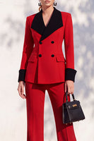 Load image into Gallery viewer, Khaki Shawl Lapel Double Breasted Wide Leg 2 Piece Business Suits