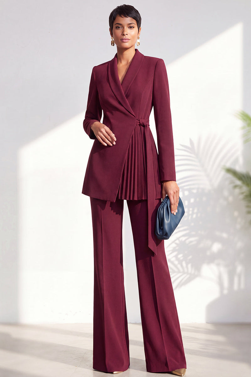 Load image into Gallery viewer, Shawl Lapel Dark Grey 2 Piece Pleated Business Suits with Sash
