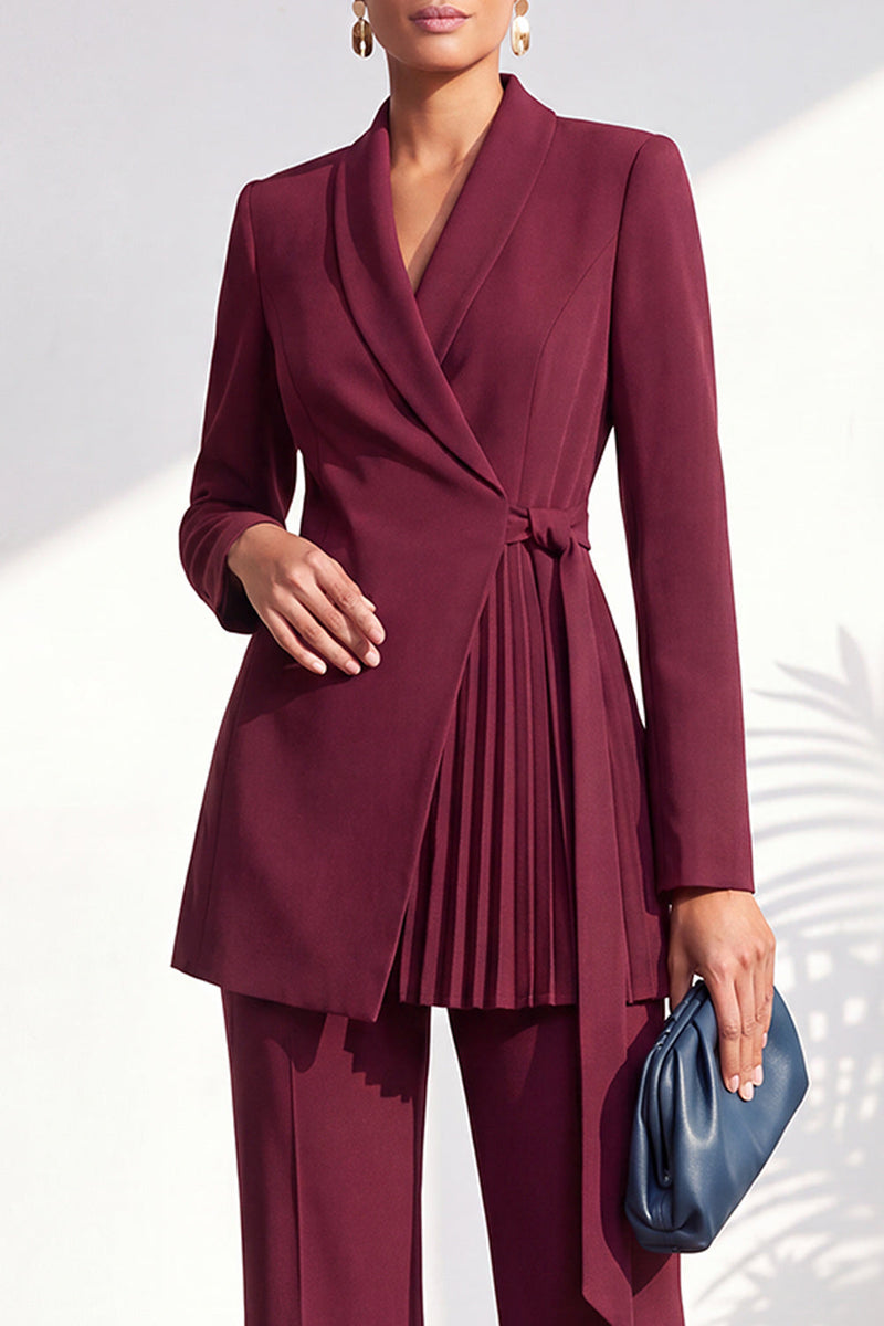 Load image into Gallery viewer, Shawl Lapel Dark Grey 2 Piece Pleated Business Suits with Sash