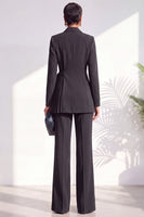 Load image into Gallery viewer, Shawl Lapel Dark Grey 2 Piece Pleated Business Suits with Sash