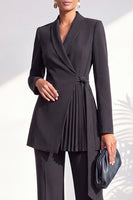 Load image into Gallery viewer, Shawl Lapel Dark Grey 2 Piece Pleated Business Suits with Sash