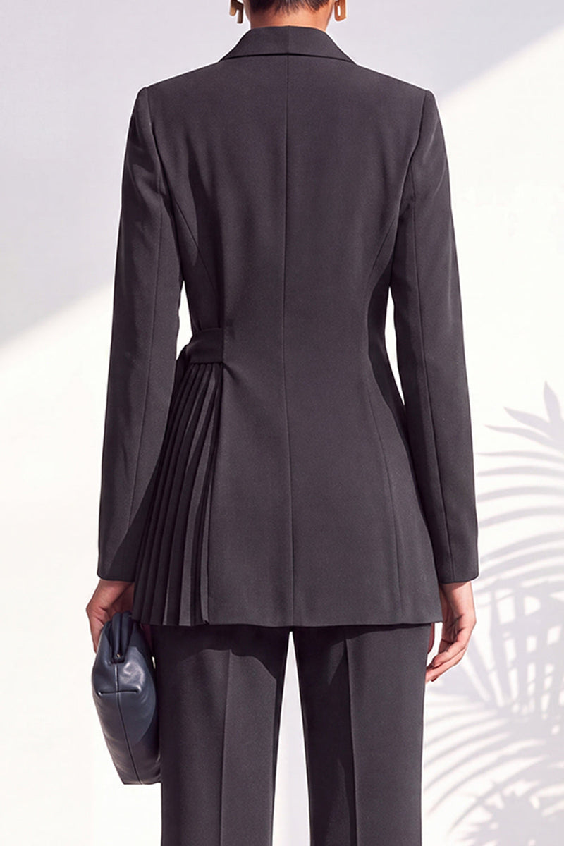 Load image into Gallery viewer, Shawl Lapel Dark Grey 2 Piece Pleated Business Suits with Sash