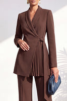 Load image into Gallery viewer, Shawl Lapel Dark Grey 2 Piece Pleated Business Suits with Sash