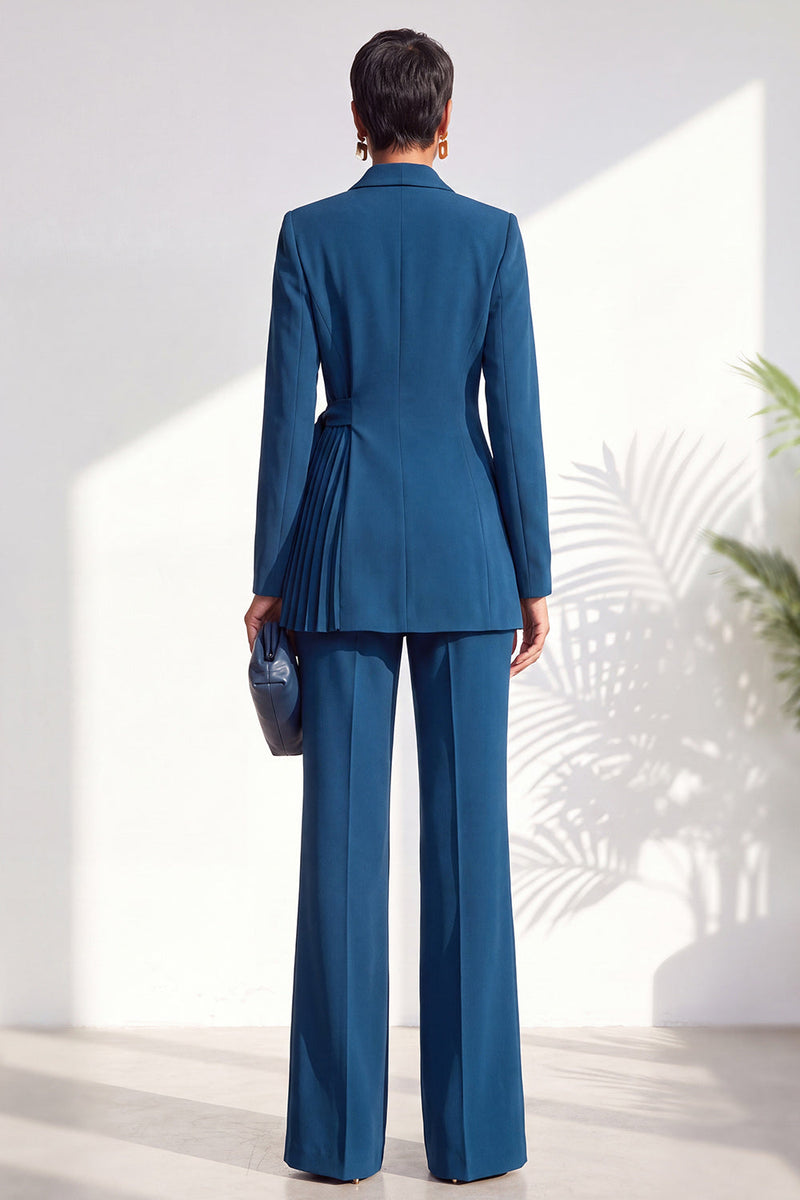 Load image into Gallery viewer, Shawl Lapel Dark Grey 2 Piece Pleated Business Suits with Sash