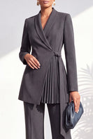 Load image into Gallery viewer, Shawl Lapel Dark Grey 2 Piece Pleated Business Suits with Sash
