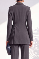 Load image into Gallery viewer, Shawl Lapel Dark Grey 2 Piece Pleated Business Suits with Sash