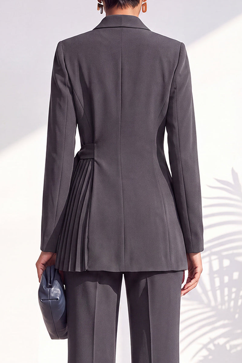 Load image into Gallery viewer, Shawl Lapel Dark Grey 2 Piece Pleated Business Suits with Sash