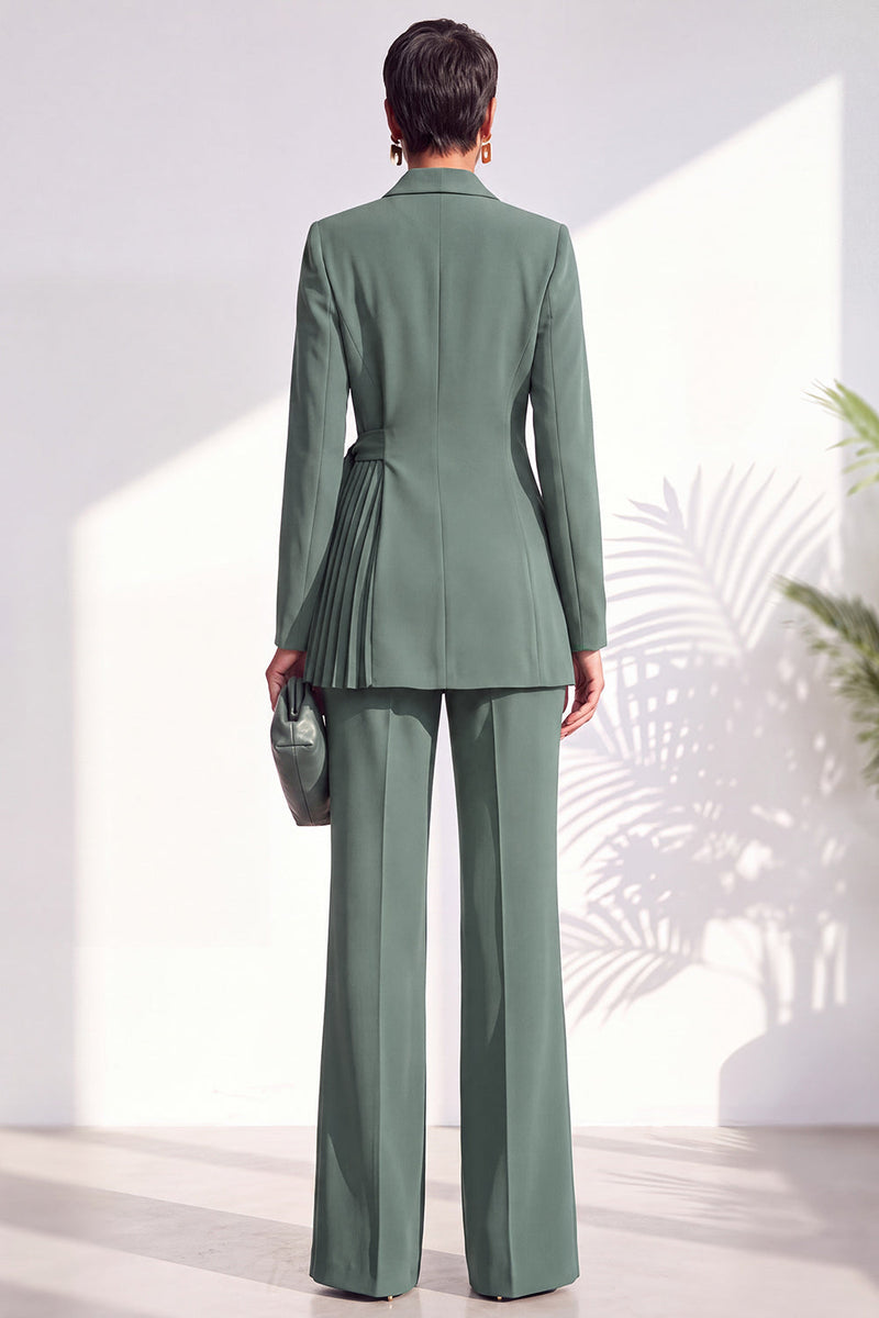 Load image into Gallery viewer, Shawl Lapel Dark Grey 2 Piece Pleated Business Suits with Sash