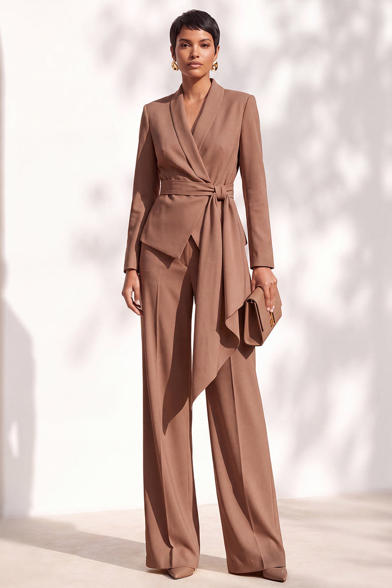 Load image into Gallery viewer, Burgundy Shawl Lapel 2 Piece Long Sleeves Business Suits with Sash