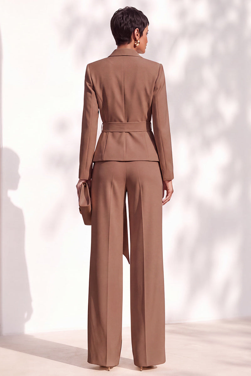 Load image into Gallery viewer, Burgundy Shawl Lapel 2 Piece Long Sleeves Business Suits with Sash