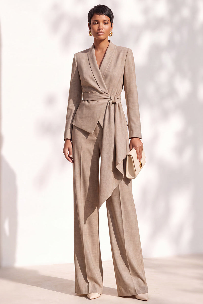 Load image into Gallery viewer, Burgundy Shawl Lapel 2 Piece Long Sleeves Business Suits with Sash