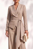 Load image into Gallery viewer, Burgundy Shawl Lapel 2 Piece Long Sleeves Business Suits with Sash
