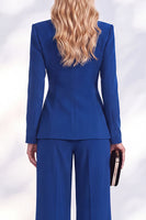 Load image into Gallery viewer, Blue Shawl Lapel 2 Piece Ruched Beaded Business Suits