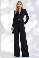 Load image into Gallery viewer, Blue Shawl Lapel 2 Piece Ruched Beaded Business Suits