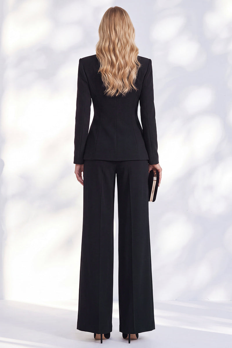 Load image into Gallery viewer, Blue Shawl Lapel 2 Piece Ruched Beaded Business Suits