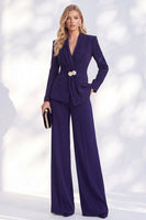 Load image into Gallery viewer, Blue Shawl Lapel 2 Piece Ruched Beaded Business Suits