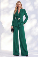 Load image into Gallery viewer, Blue Shawl Lapel 2 Piece Ruched Beaded Business Suits