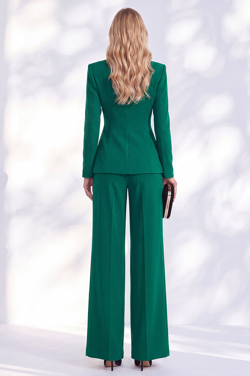 Load image into Gallery viewer, Blue Shawl Lapel 2 Piece Ruched Beaded Business Suits