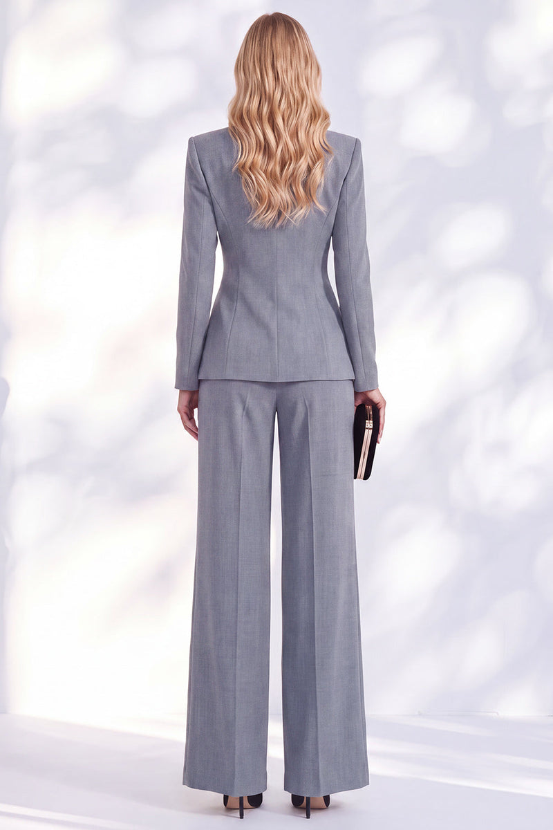 Load image into Gallery viewer, Blue Shawl Lapel 2 Piece Ruched Beaded Business Suits